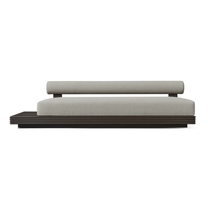 Collins Aluminum 3 Seat Armless Sofa + Table Left