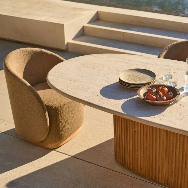 Rhodes Teak Oval Pedestal Dining Table 108" - Image 3