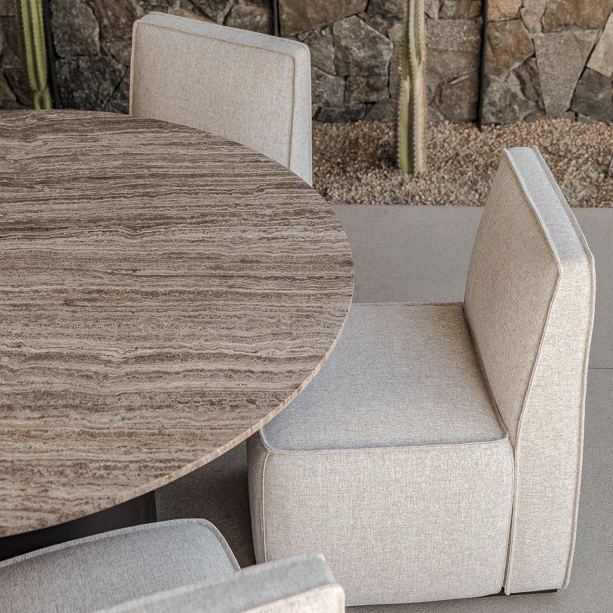 Santorini Outdoor Stone Round Dining Table 60" - Image 7