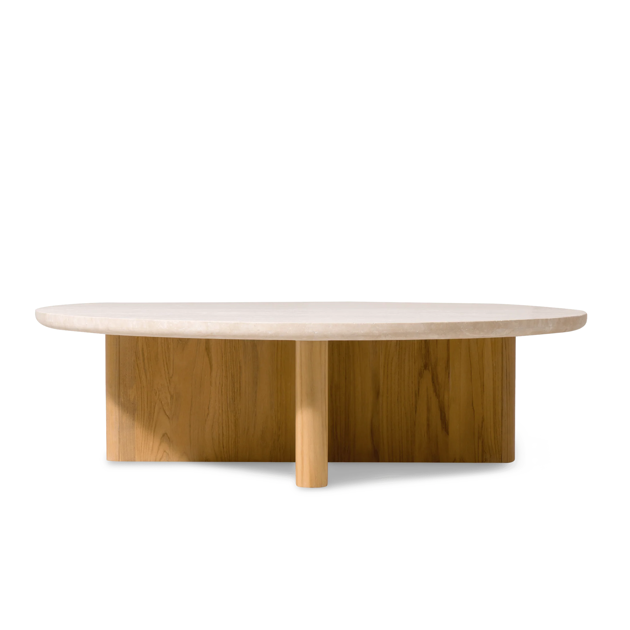 Victoria Teak Round Stone Coffee Table - Image 3